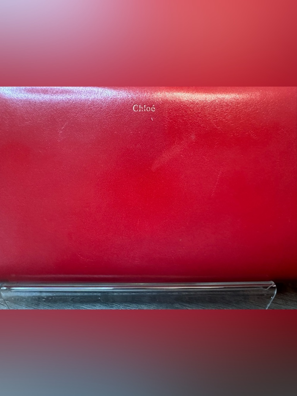 Chloé Red/Tan Baylee Long Zip Wallet - Picture 8 of 10